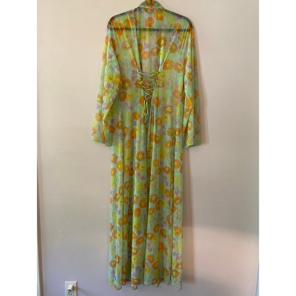 Savage X Fenty Women's size Medium / Large Floral Free Spirit Full-Length Robe - Picture 7 of 11